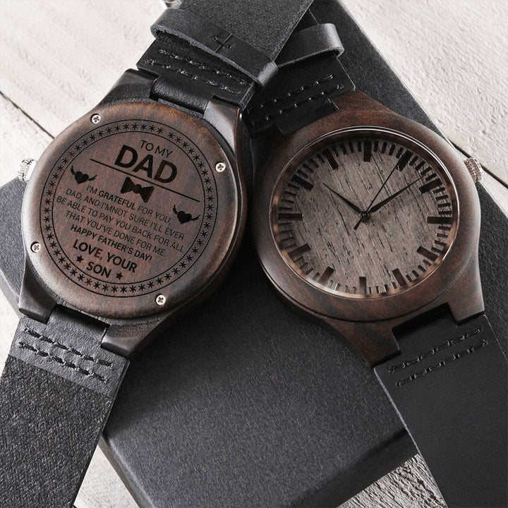 Dad I'm Grateful For You Engraved Wooden Watch