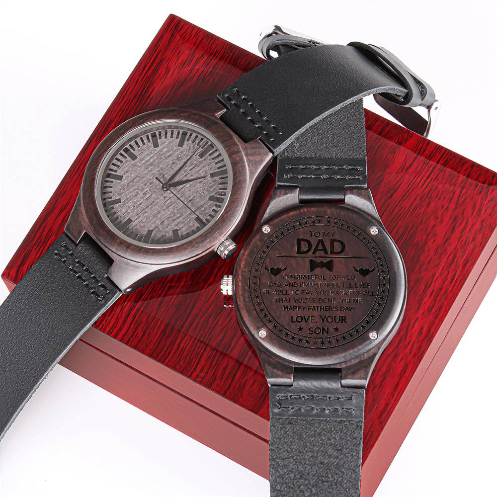 Dad I'm Grateful For You Engraved Wooden Watch