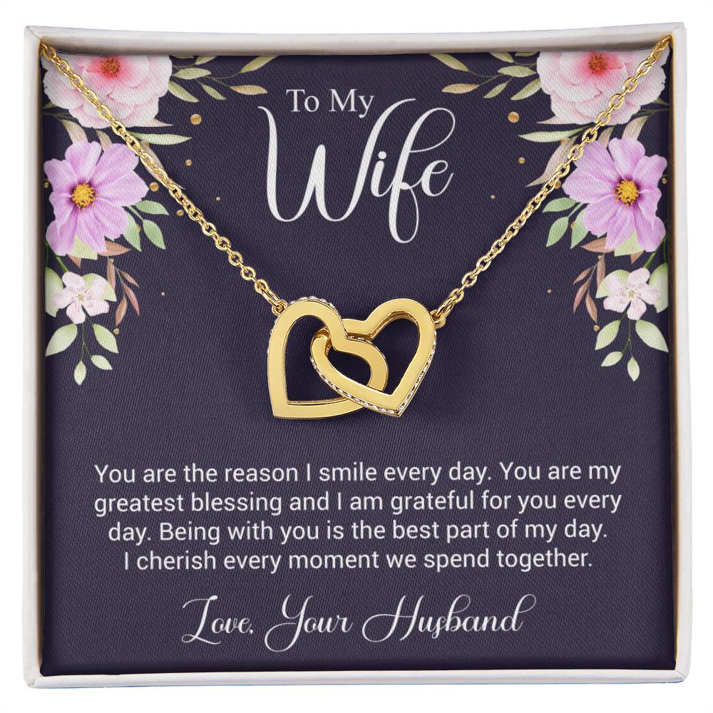 Wife Your The Reason I Smile Interlocking Hearts Necklace