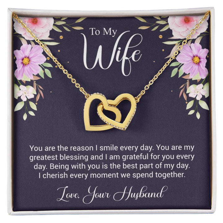 Wife Your The Reason I Smile Interlocking Hearts Necklace