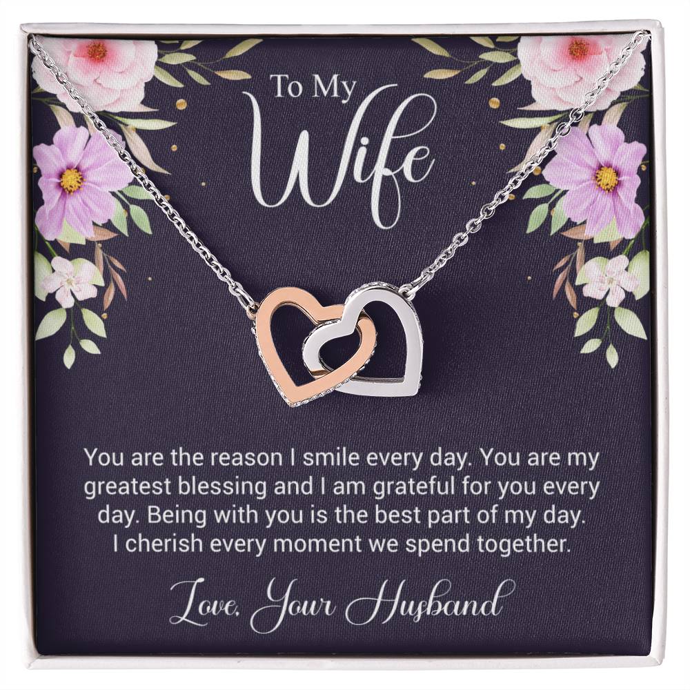 Wife Your The Reason I Smile Interlocking Hearts Necklace