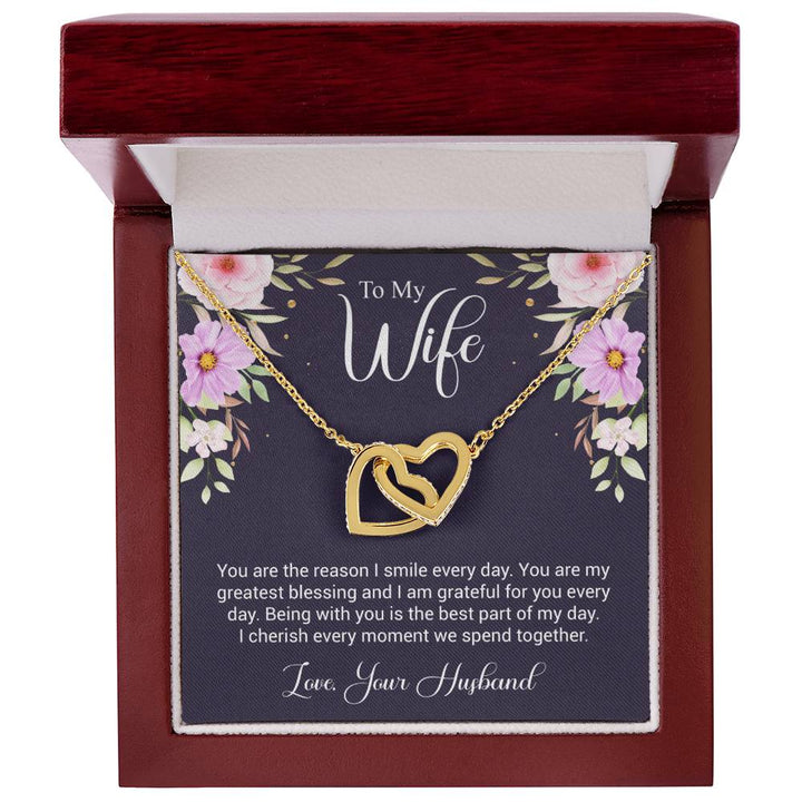 Wife Your The Reason I Smile Interlocking Hearts Necklace