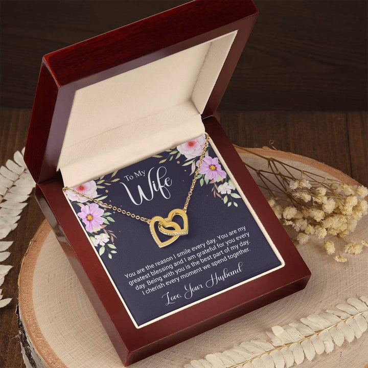 Wife Your The Reason I Smile Interlocking Hearts Necklace