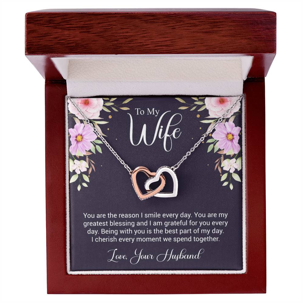 Wife Your The Reason I Smile Interlocking Hearts Necklace