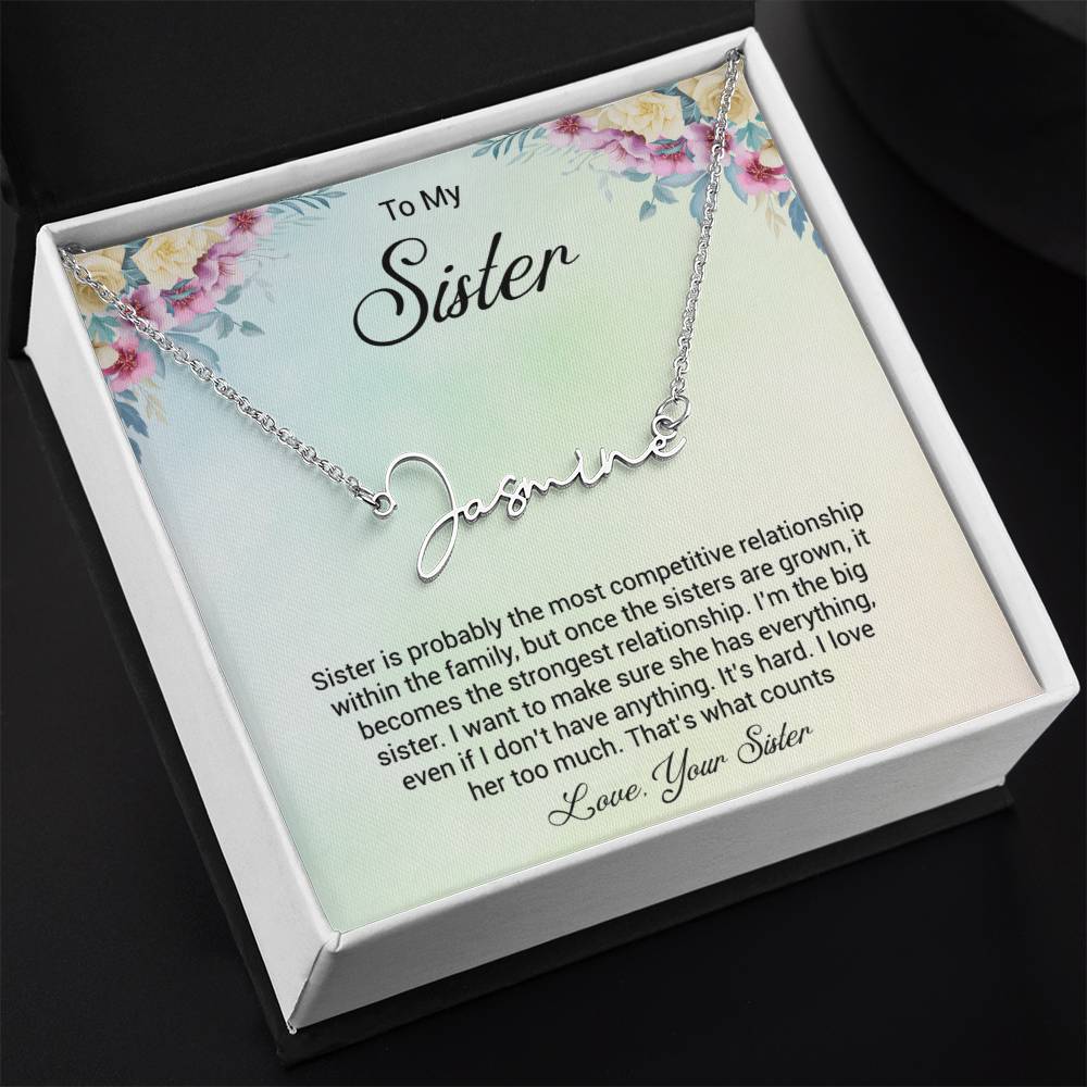 Sister Love Personalized Signature Name Necklace