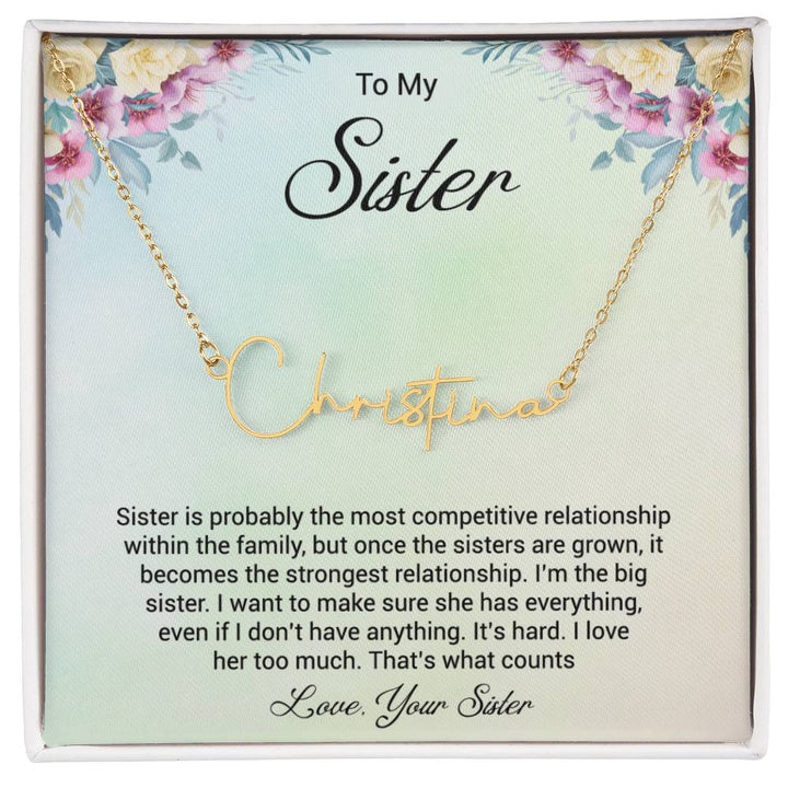 Sister Love Personalized Signature Name Necklace