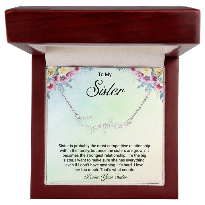 Sister Love Personalized Signature Name Necklace