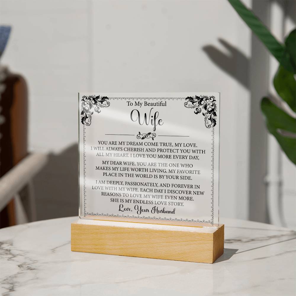Wife Is My Dream Come True Square Acrylic Plaque
